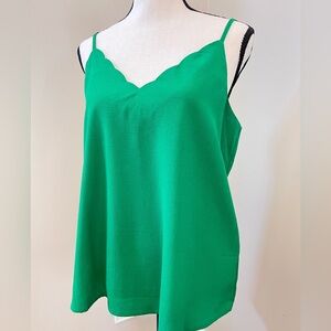 Green Scalloped Camisole Top